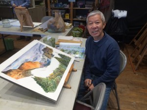 Wan has been working on a very ambitious watercolor of the Grand Canyon from a trip he took there several years ago.