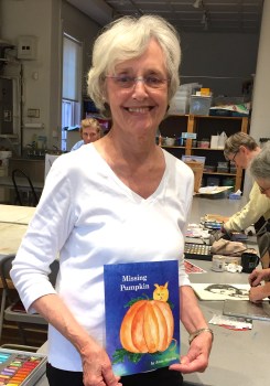 Anne Shields with her new book, Missing Pumpkin
