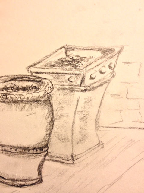 Eileen Leahy: "Terra Cotta Pots," pencil