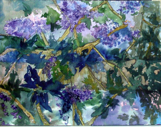 Linda Norton: "Overgrown," watercolor 